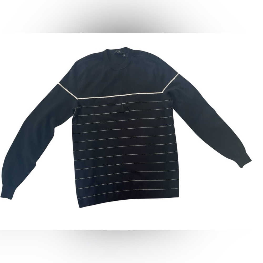 Men's  Theory  merino Black and White Striped sweater